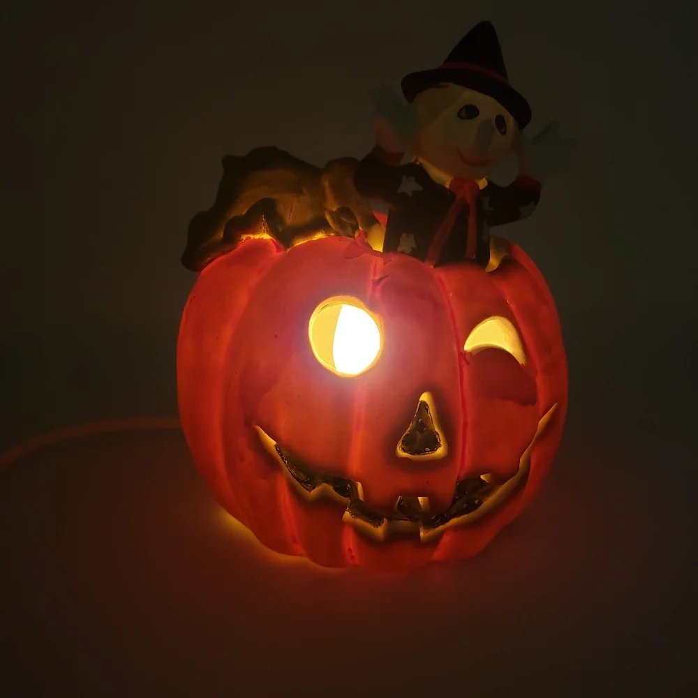 Vintage Halloween Witch in a Pumpkin Night Light